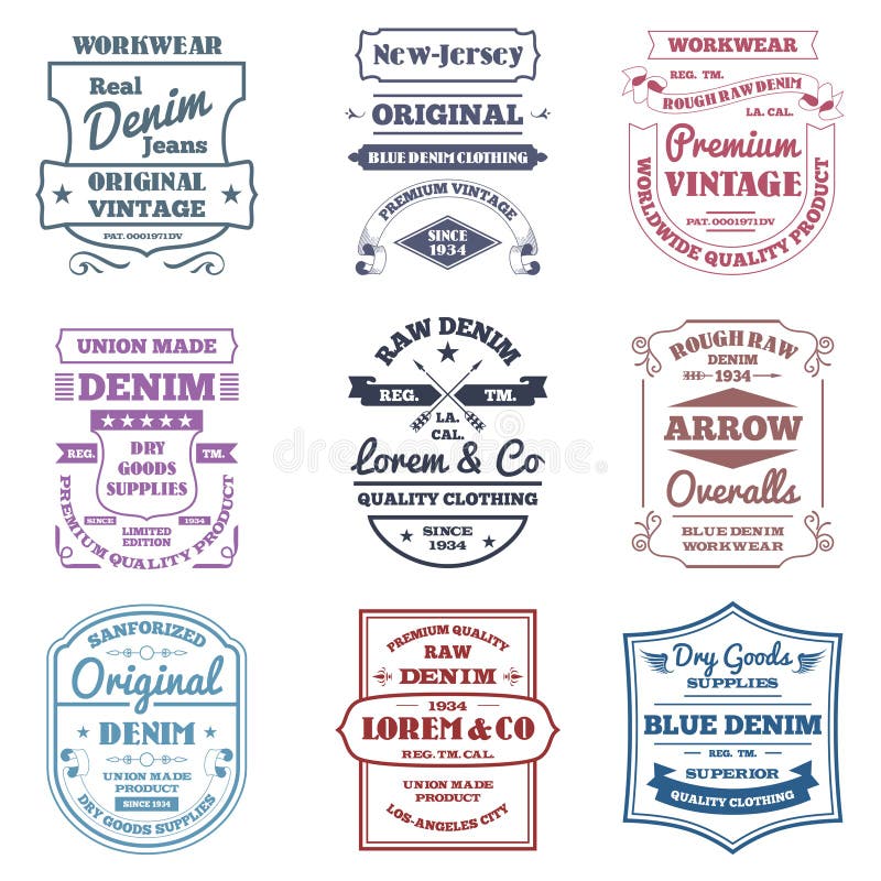 Denim Typography Emblems vector illustration