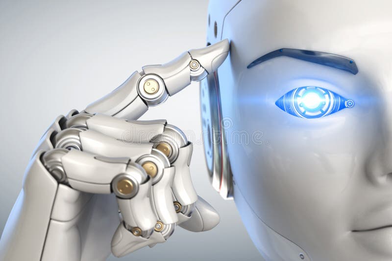 Denkender Cyborg Abschluss oben vektor abbildung