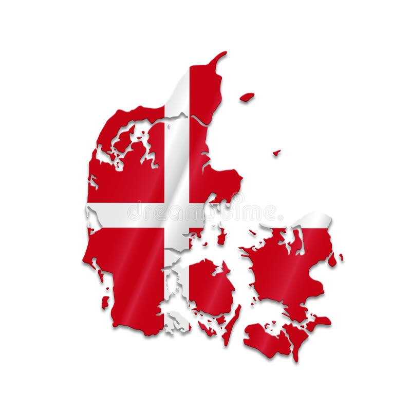 Denmark flag with map stock illustration. Illustration of whight ...