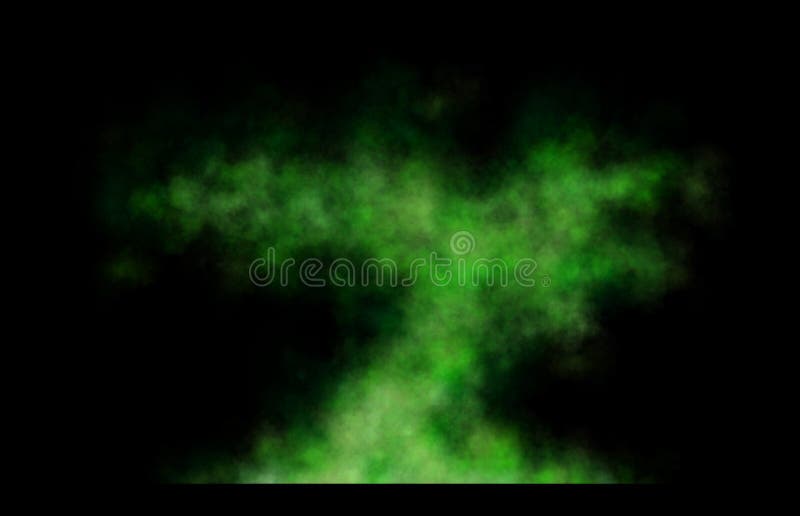 Dense green smoke explosion on transparent background with black edges, resembling a dramatic mushroom cloud formation vector illustration