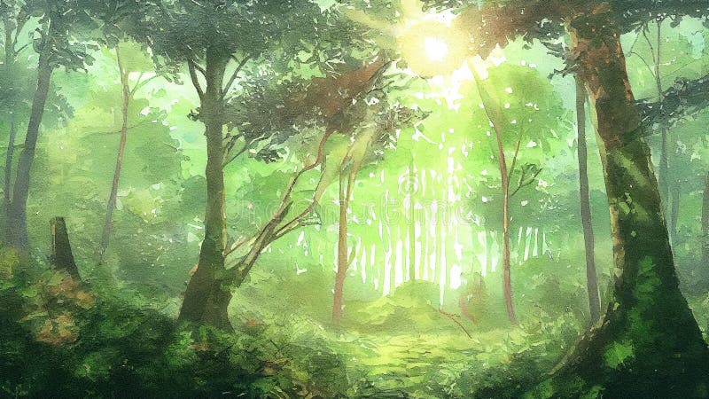 A Dense, Lush Forest with an Abundance of Greenery. Sunlight Filters ...