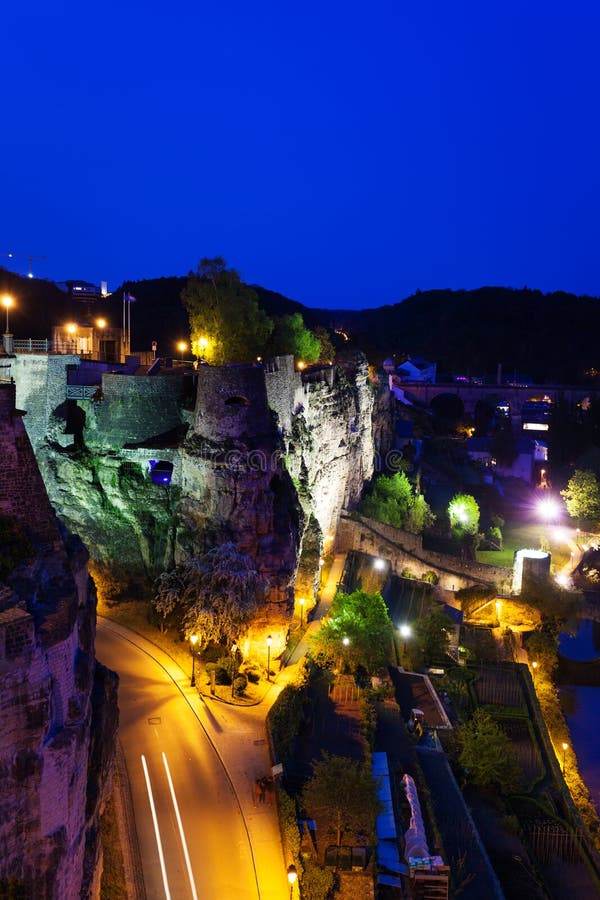 Dent Creuse at Night in Luxembourg Stock Photo Image of destination