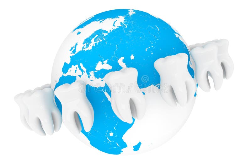 Dent extrême de plan rapproché avec le globe illustration stock Dent extrême de plan rapproché avec le globe illustration stock