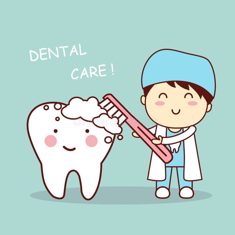 Dent mignonne de brosse de dentiste de bande dessinée illustration libre de droits Dent mignonne de brosse de dentiste de bande dessinée illustration libre de droits