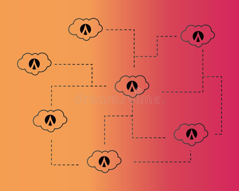 Dentacoin blockchain on cloud style background vector illustration