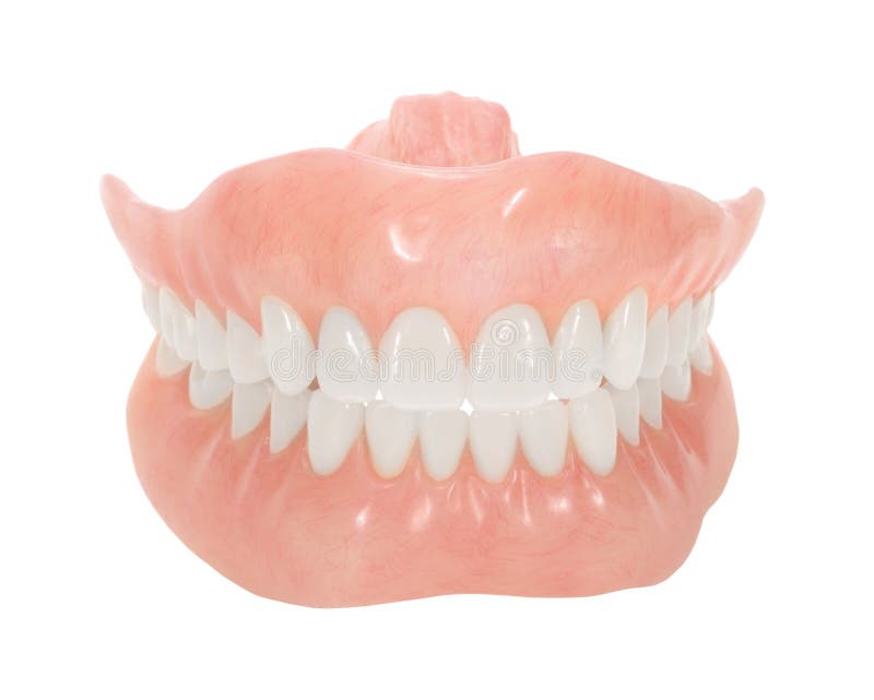 Set of dentures with bright teeth isolated on white. Set of dentures with bright teeth isolated on white