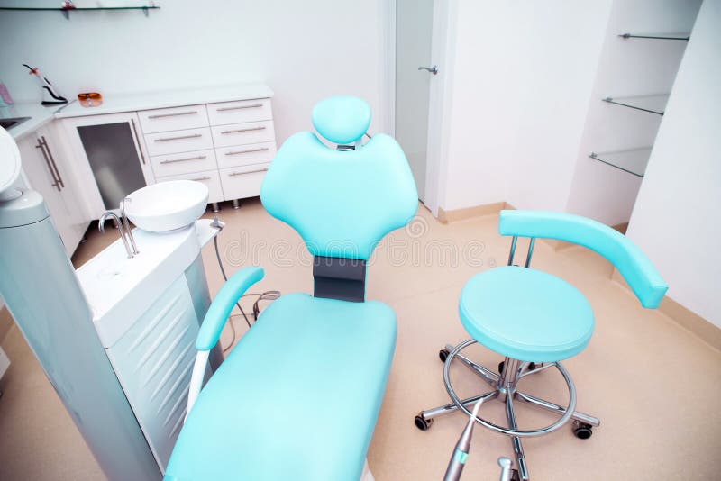 Dental Clinic Interior Design with Chair and Tools Stock Photo Image