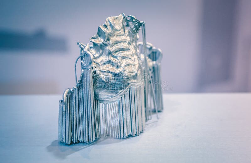 Dental Crowns Printed In Laser Sintering Machine. Modern 3D Printer