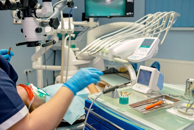 Dental Equipment in the Clinic Stock Image Image of microscope, metal