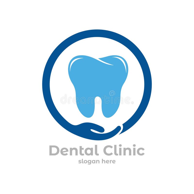 dental health clinic service vector logo design inside circle with open hand vector illustration dental health clinic service vector logo design inside circle with open hand vector illustration