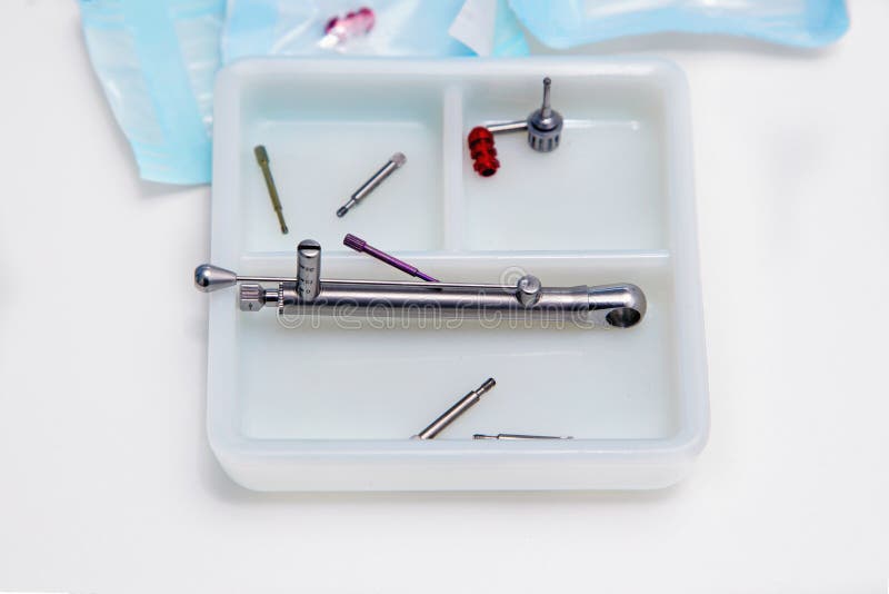 Dental Implant Tools In A White Plastic Box Stock Photo Image of