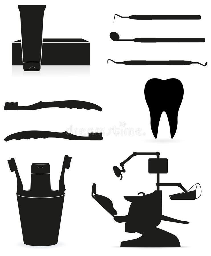 Dental instruments black silhouette