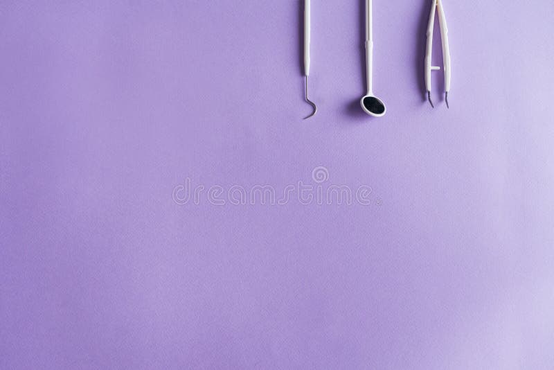 Dental Instruments on Colorful Background with Copy Space Stock Image
