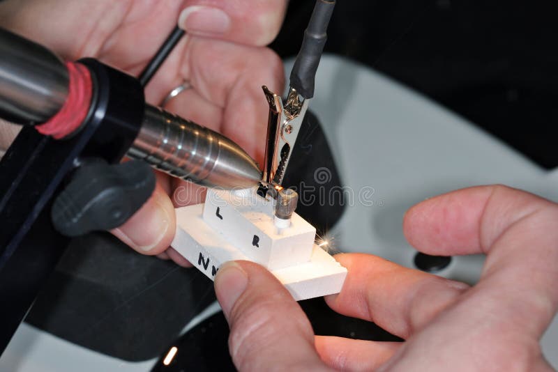Dental Lab Technician Welding Metal Framework Stock Photo Image of