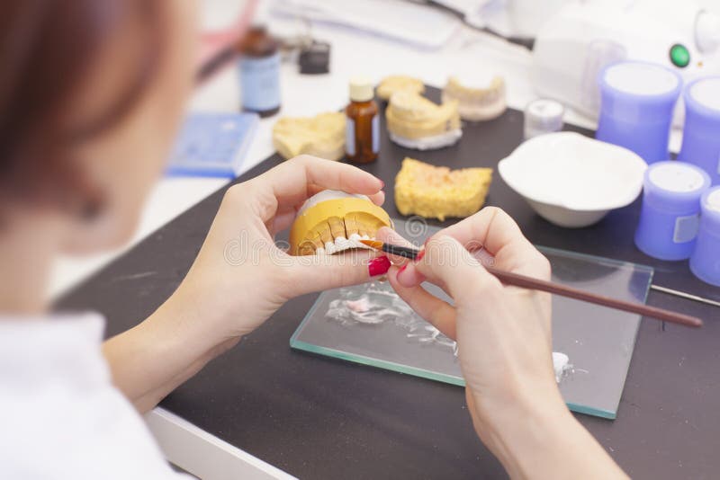 Dental Prosthesis Technician at Work Desk Stock Image Image of mold