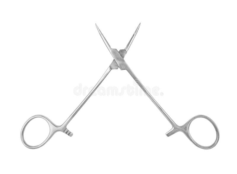 Two Dental Scissors with Different Dental Instruments Stock Photo