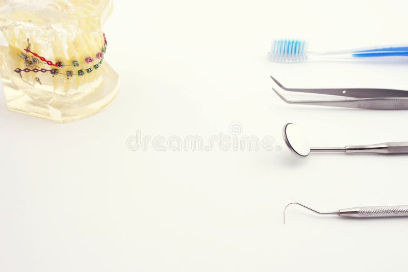 Dental Tools on White Background Stock Photo Image of tool, explorer
