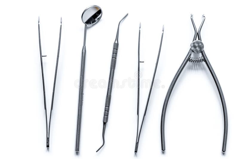 Dental Tools on White Background Top View Stock Photo Image of health