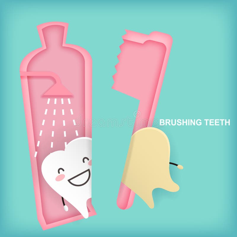 Dente com conceito de escovadela ilustração do vetor Dente com conceito de escovadela ilustração do vetor