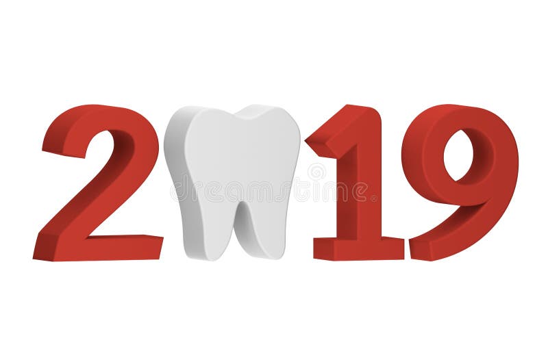 Dente con i numeri isolato su bianco per il Buon Natale o il buon anno 2019 illustrazione vettoriale Dente con i numeri isolato su bianco per il Buon Natale o il buon anno 2019 illustrazione vettoriale