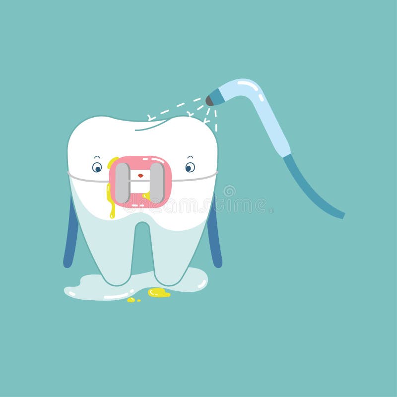 Dente de limpeza da cinta para o vetor dental, dental saudável dos desenhos animados