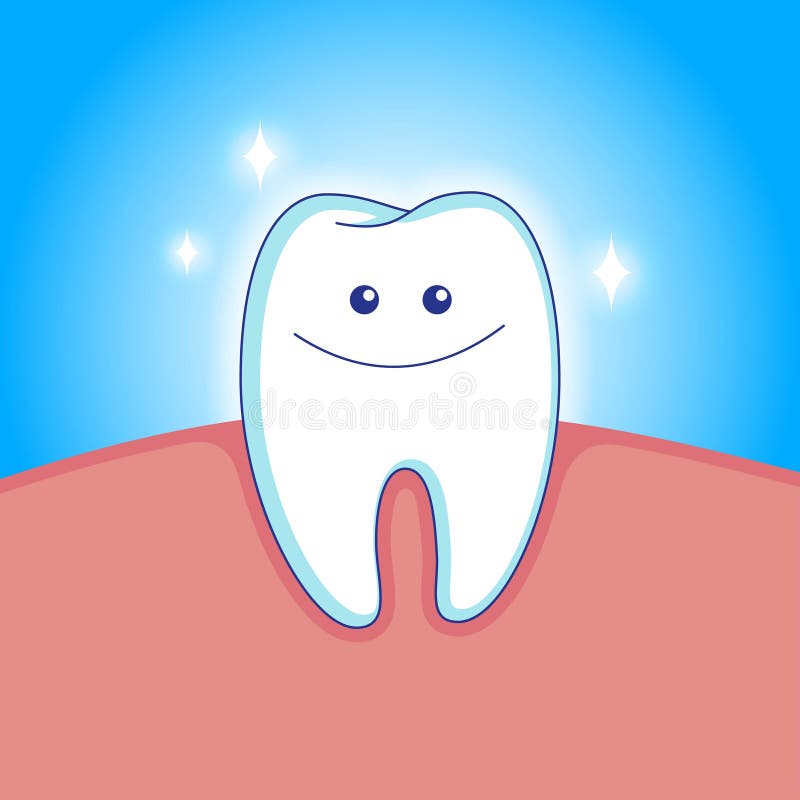 Dente de sorriso branco bonito no estilo animado ilustração royalty free Dente de sorriso branco bonito no estilo animado ilustração royalty free