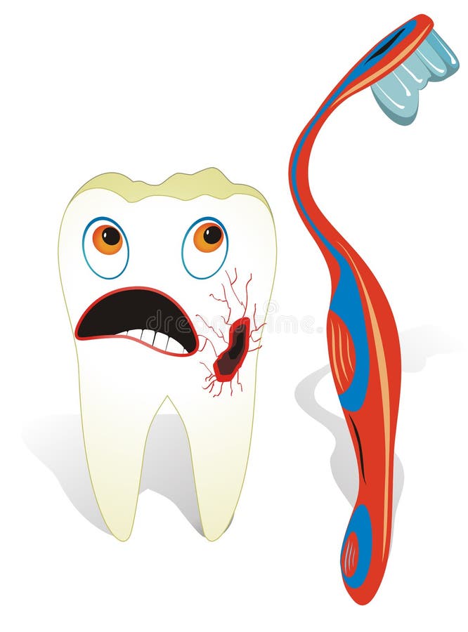 Vector illustration from teeth care concept, one unhealthy molar tooth with toothbrush. Vector illustration from teeth care concept, one unhealthy molar tooth with toothbrush.