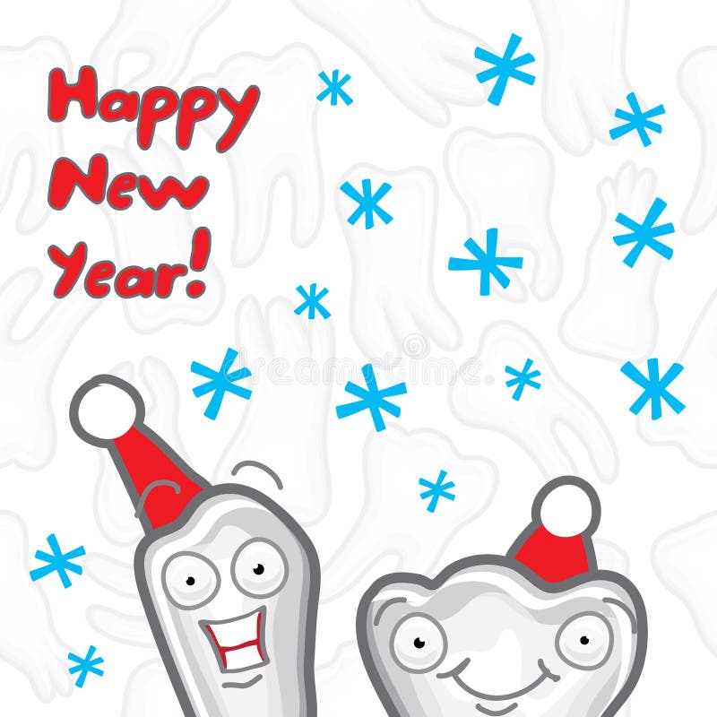 dentes Cartão do ano novo feliz ilustração royalty free dentes Cartão do ano novo feliz ilustração royalty free