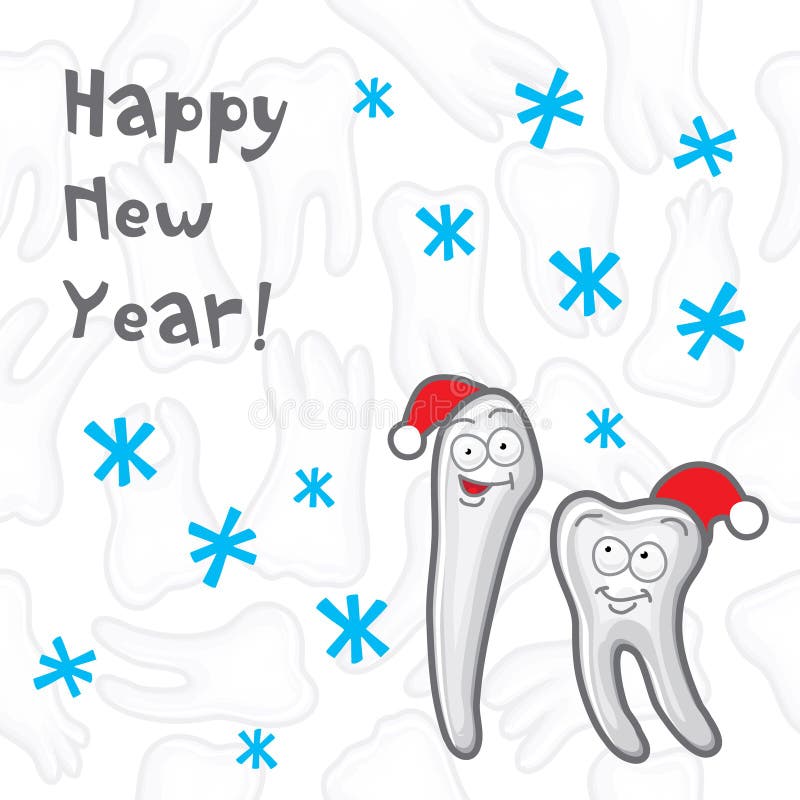 dentes Cartão do ano novo feliz ilustração do vetor dentes Cartão do ano novo feliz ilustração do vetor