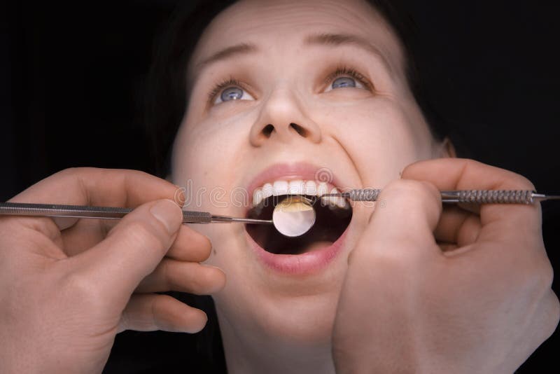 Dentist Examine Patient S Teeth Stock Image Image of dental, face