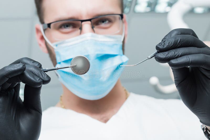 Dentist Mirror and Hook Closeup Stock Image Image of female