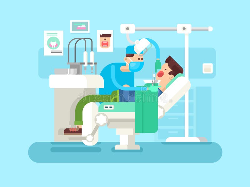 Dentist treats a patient vector illustration Dentist treats a patient vector illustration