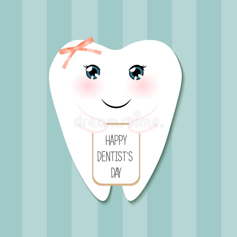 Dentista feliz lindo Day de la tarjeta de felicitación como personaje de dibujos animados sonriente divertido del diente stock de ilustración Dentista feliz lindo Day de la tarjeta de felicitación como personaje de dibujos animados sonriente divertido del diente stock de ilustración