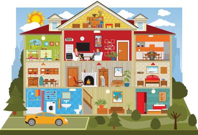 Dentro la casa royalty illustrazione gratis