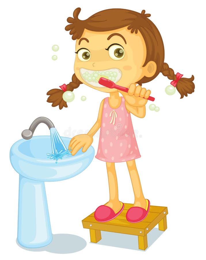 Dents de brossage d'une fille illustration libre de droits Dents de brossage d'une fille illustration libre de droits