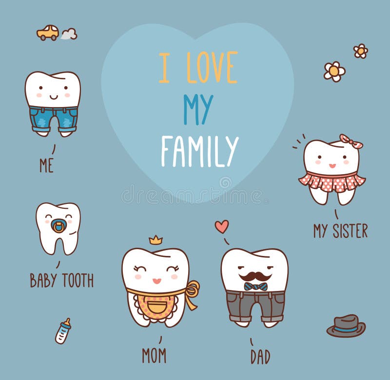 Dents heureuses de famille réglées Collection dentaire pour le votre illustration de vecteur Dents heureuses de famille réglées Collection dentaire pour le votre illustration de vecteur