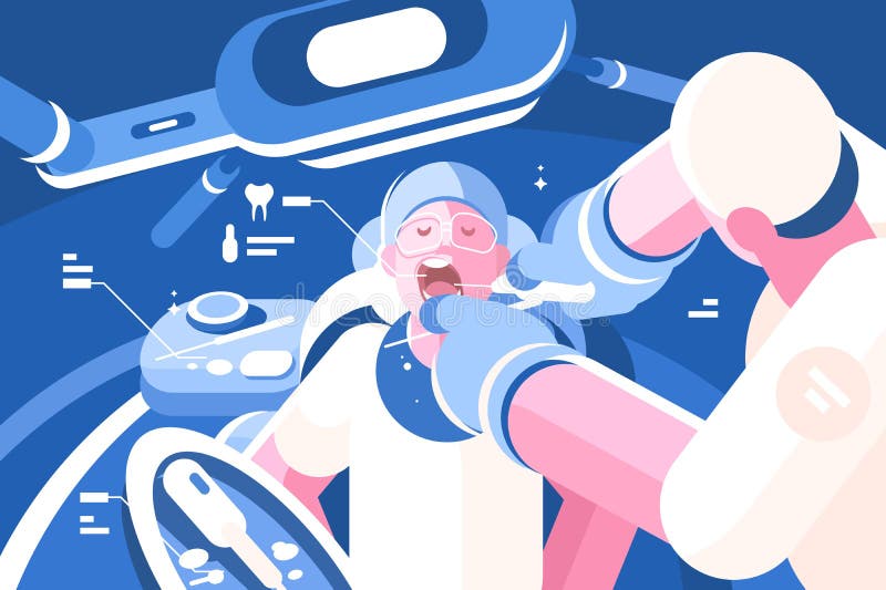 Dentysta robi procedurze przy stomatologiczną leczy kliniką ilustracji Dentysta robi procedurze przy stomatologiczną leczy kliniką ilustracji