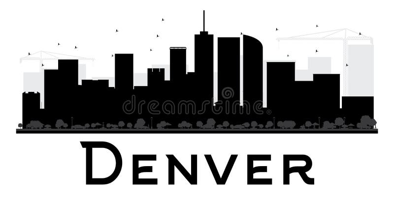 Denver City skyline black and white silhouette. Vector illustration. Simple flat concept for tourism presentation, banner, placard or web site. Business travel concept. Cityscape with landmarks. Denver City skyline black and white silhouette. Vector illustration. Simple flat concept for tourism presentation, banner, placard or web site. Business travel concept. Cityscape with landmarks