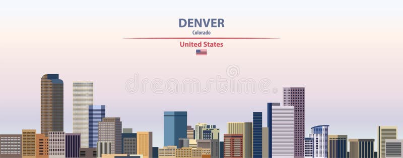 Denver cityscape on sunset sky background vector illustration. Denver cityscape on sunset sky background vector illustration