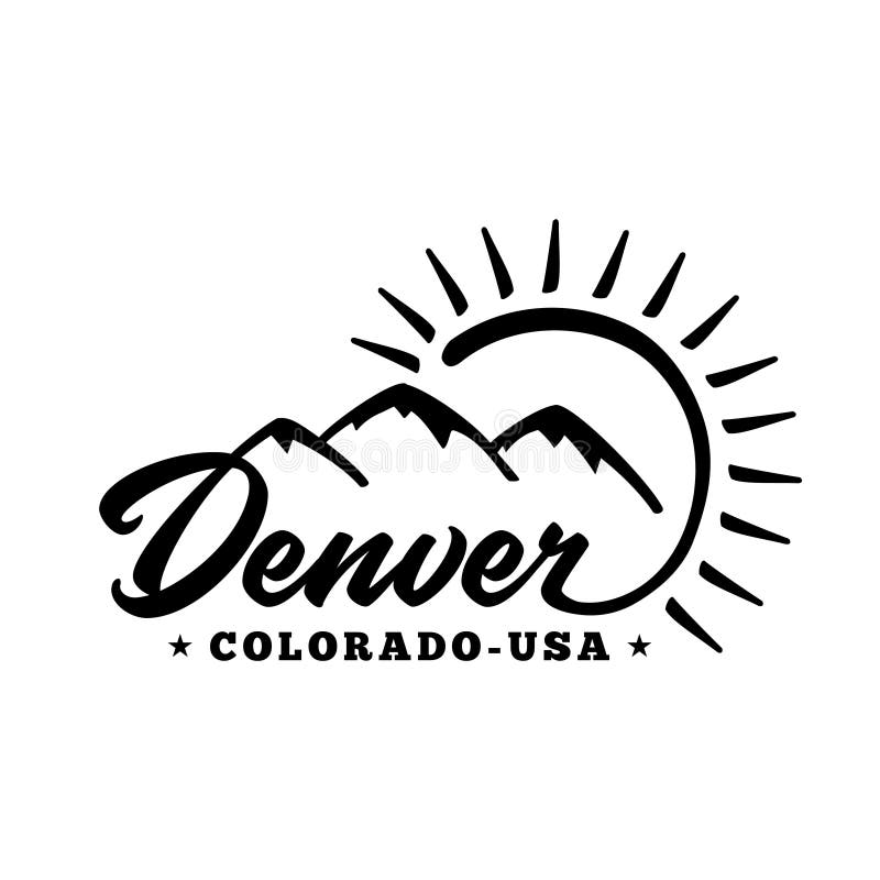 Denver Czarny i biały literowanie projekt Dekoracyjna inskrypcja Denwerski Kolorado wektor, ilustracja i