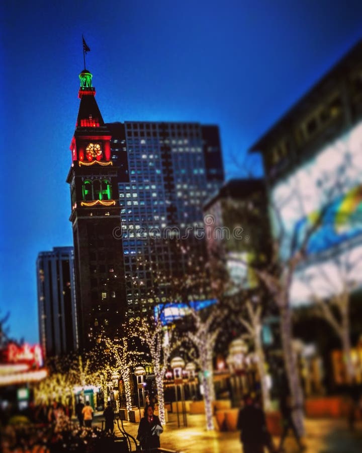 Denver Historic Clocktower at Christmas Editorial Stock Photo Image