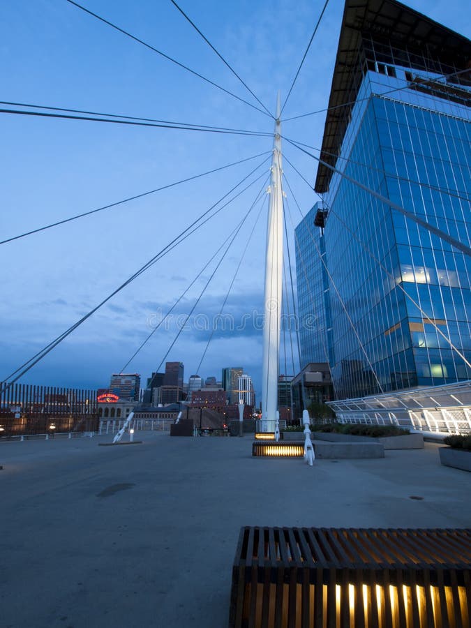 Denver Millennium Bridge editorial photography. Image of suspension