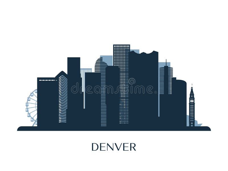 Denver skyline, monochrome silhouette. Vector illustration. Denver skyline, monochrome silhouette. Vector illustration.