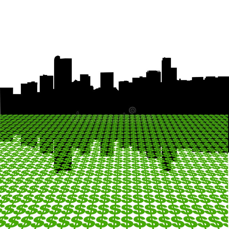 Denver Skyline with dollar symbols illustration. Denver Skyline with dollar symbols illustration