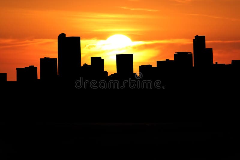 Denver skyline at sunset with beautiful sky. Denver skyline at sunset with beautiful sky