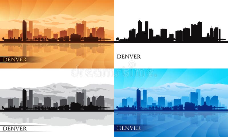 Denver city skyline silhouettes set. Vector illustration. Denver city skyline silhouettes set. Vector illustration