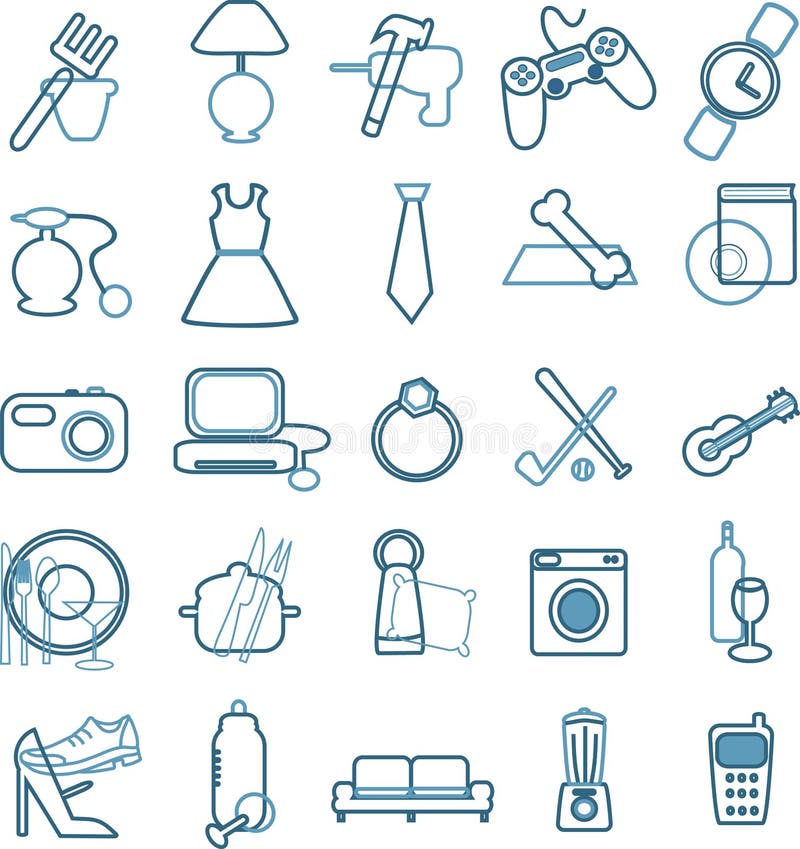 Department store item category flat icons on white