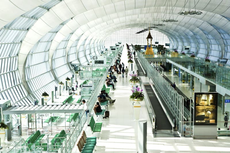 Departure Gate and hall in the new Airport Suvarnabhumi in Bangk