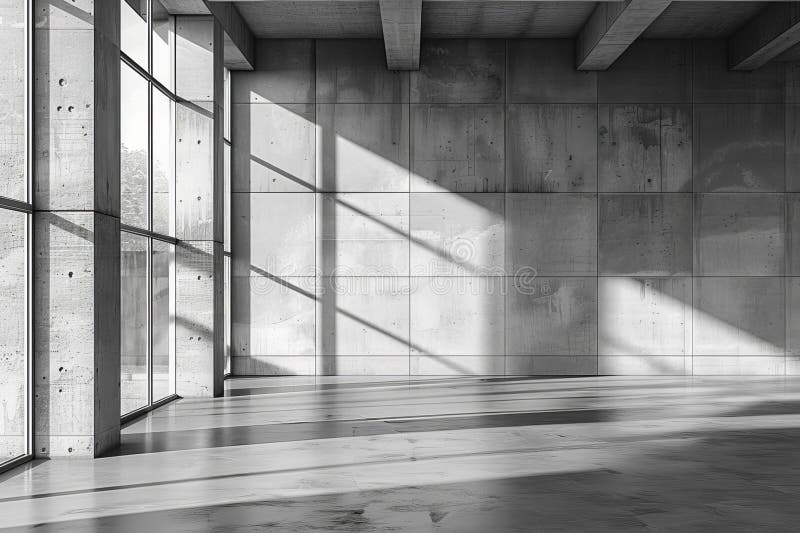 Depicting a empty concrete wall and floor background, interior gray studio room for product presentation with open space. vector illustration