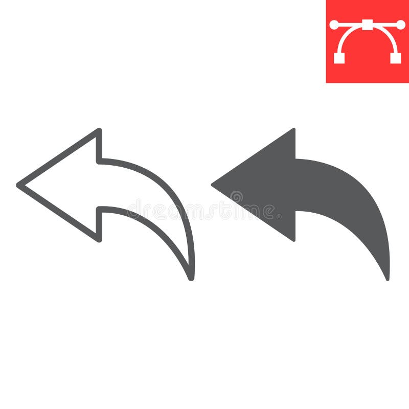 Deplasare linie spate și pictogramă glifă ui și săgeată buton stânga semn grafic vectorial editabil contur linear eps 10.
